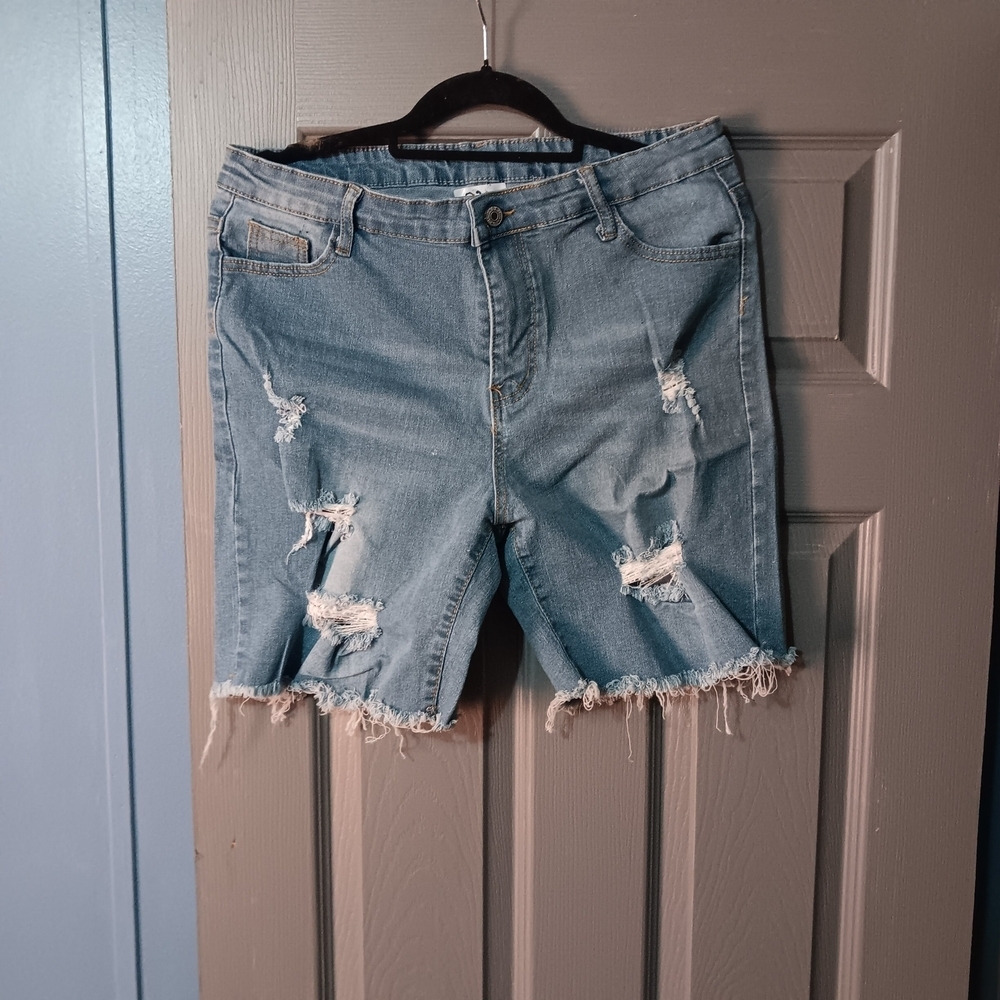 Light Blue Distressed Denim Women's Shorts